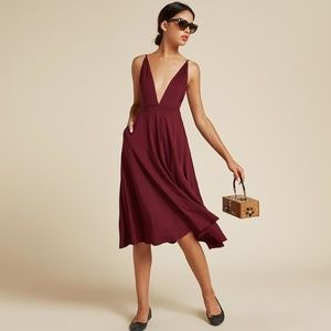 Reformation Naya Dress Deep V Plunge Midi Wedding